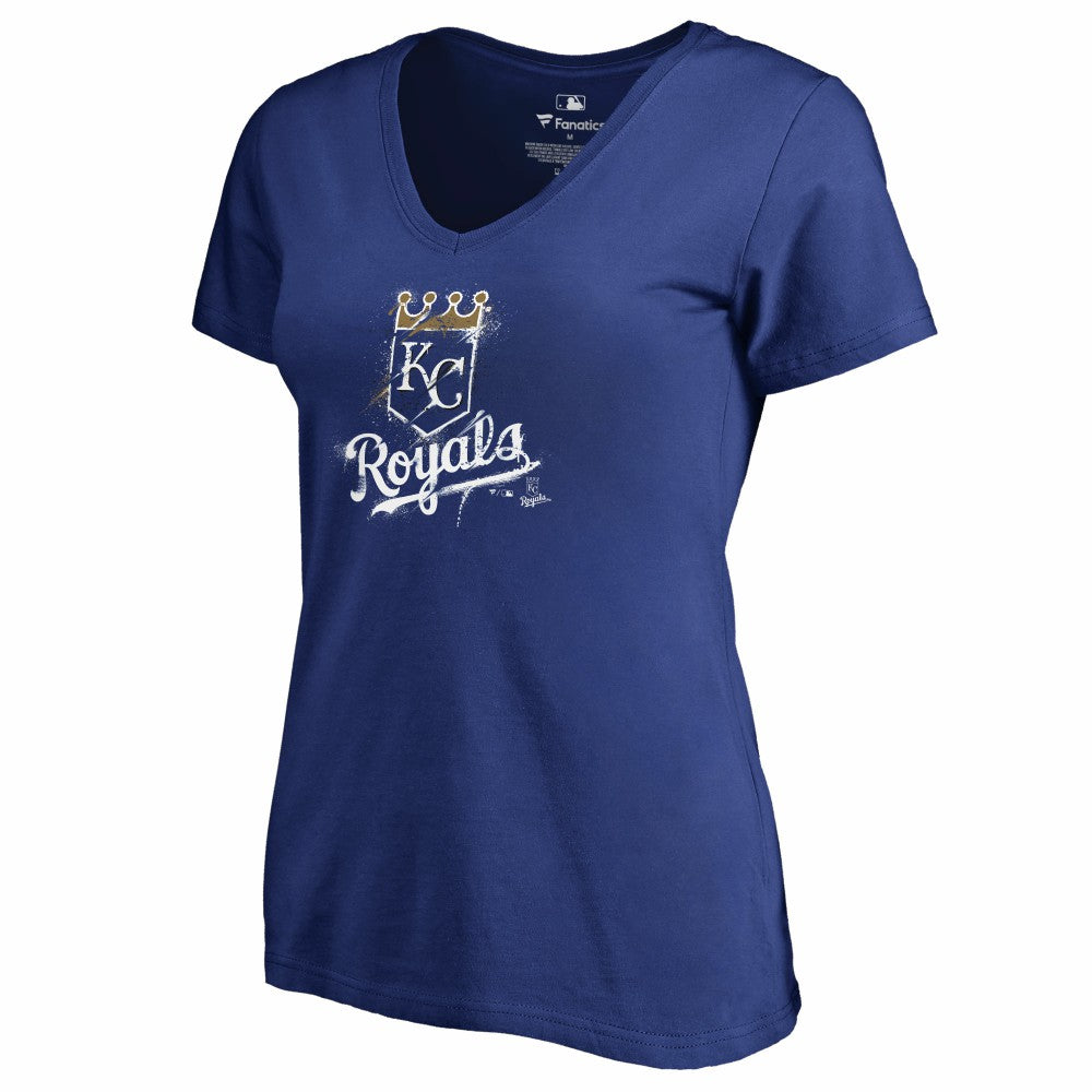 Kansas City Royals Women's Splatter Logo V-Neck T-Shirt - Royal - MLB on Sale