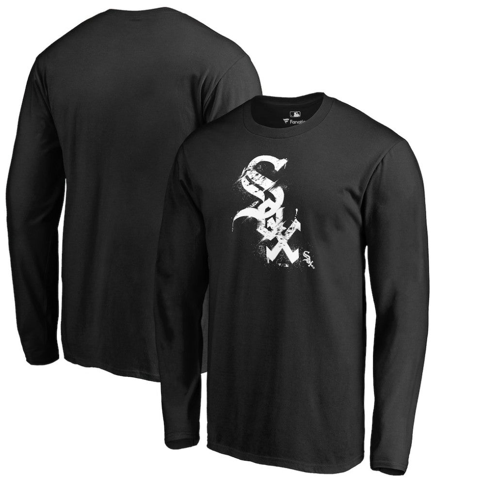 Chicago White Sox Splatter Logo Long Sleeve T-Shirt - Black - MLB Discount