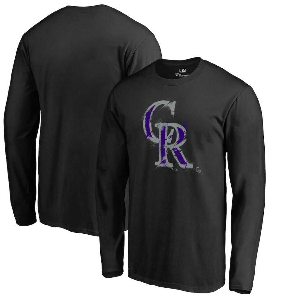 Colorado Rockies Splatter Logo Long Sleeve T-Shirt - Black - MLB Online