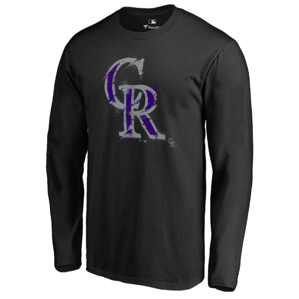 Colorado Rockies Splatter Logo Long Sleeve T-Shirt - Black - MLB Online