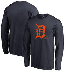 Detroit Tigers Splatter Logo Long Sleeve T-Shirt - Navy - MLB Online