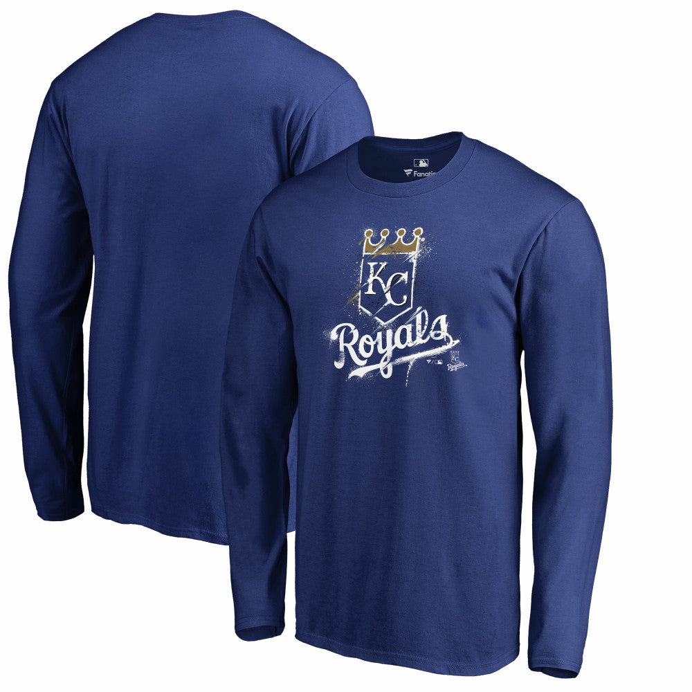 Kansas City Royals Splatter Logo Long Sleeve T-Shirt - Royal - MLB Sale