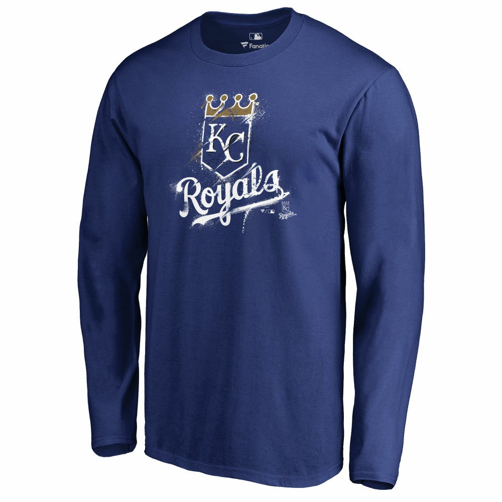 Kansas City Royals Splatter Logo Long Sleeve T-Shirt - Royal - MLB Sale