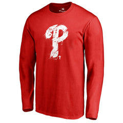 Philadelphia Phillies Splatter Logo Long Sleeve T-Shirt - Red - MLB Lifestyle