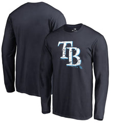 Tampa Bay Rays Splatter Logo Long Sleeve T-Shirt - Navy - MLB Lifestyle