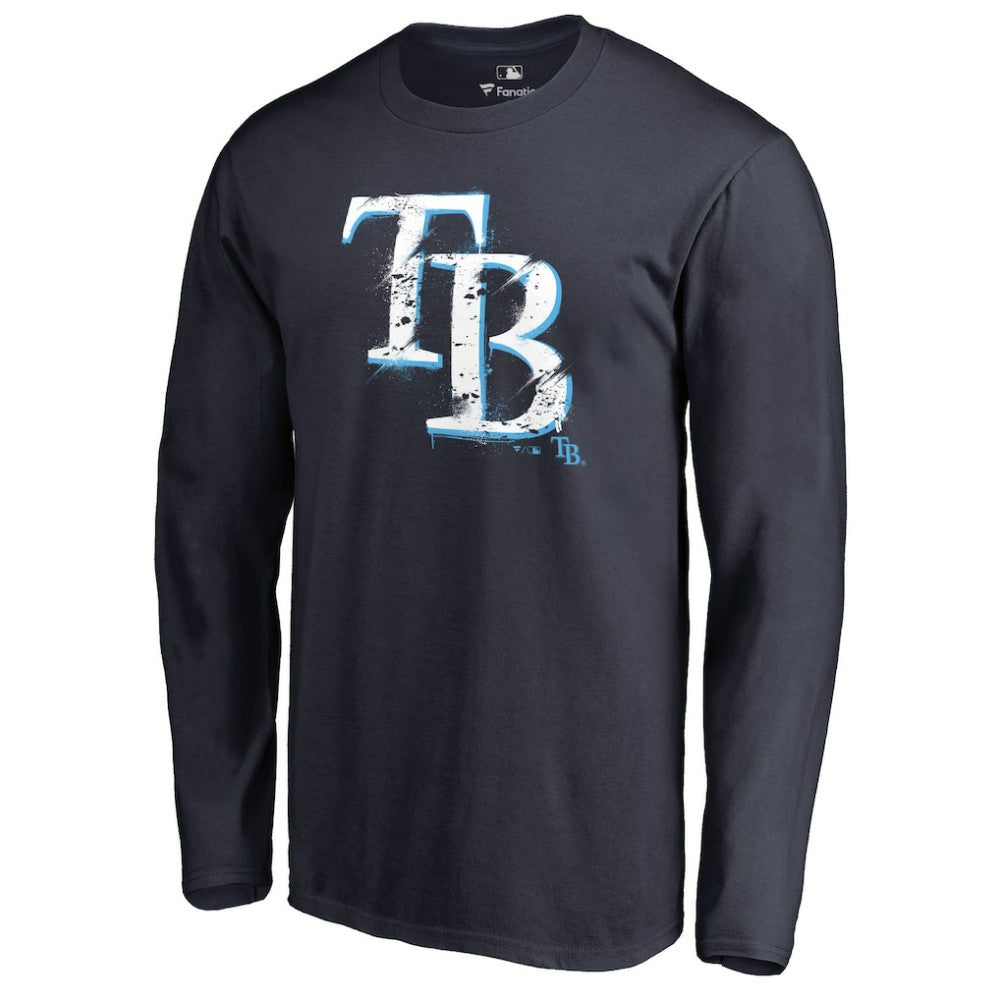 Tampa Bay Rays Splatter Logo Long Sleeve T-Shirt - Navy - MLB Lifestyle
