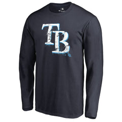 Tampa Bay Rays Splatter Logo Long Sleeve T-Shirt - Navy - MLB Lifestyle