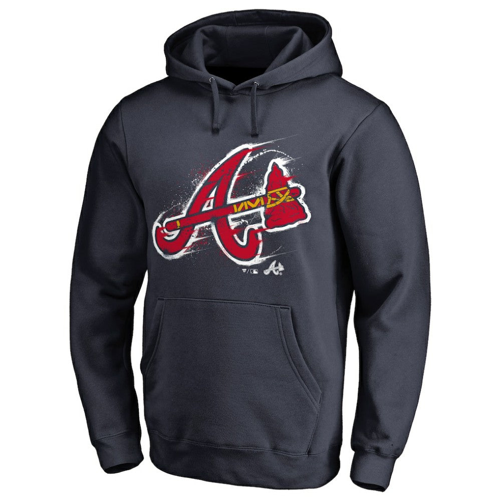 Atlanta Braves Splatter Logo Pullover Hoodie - Navy - MLB Sale