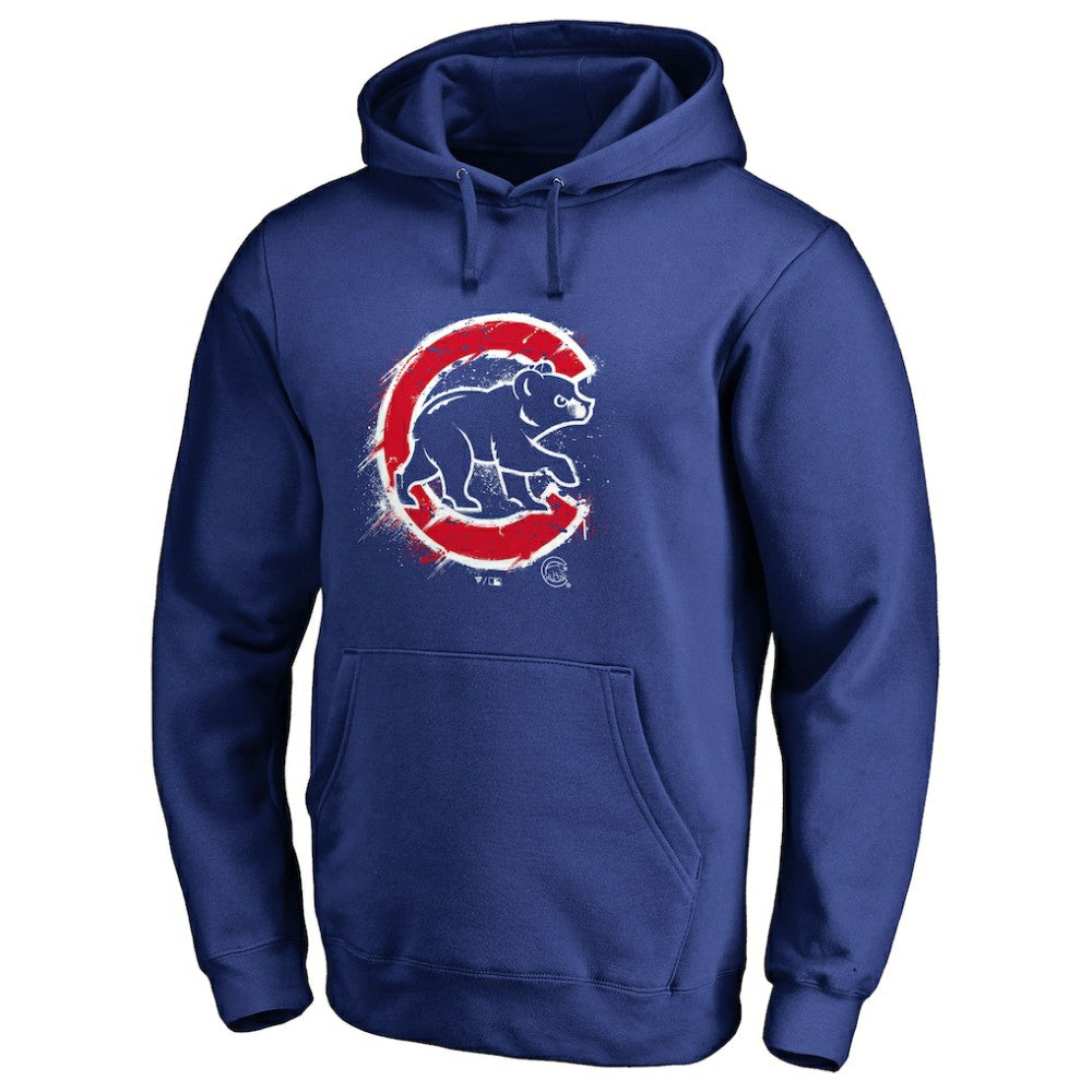 Chicago Cubs Splatter Logo Pullover Hoodie - Royal - MLB Sale