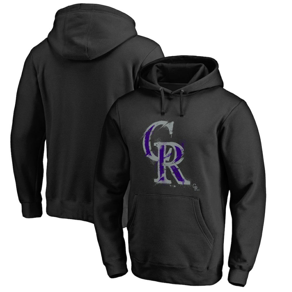 Colorado Rockies Splatter Logo Pullover Hoodie - Black - MLB Sale
