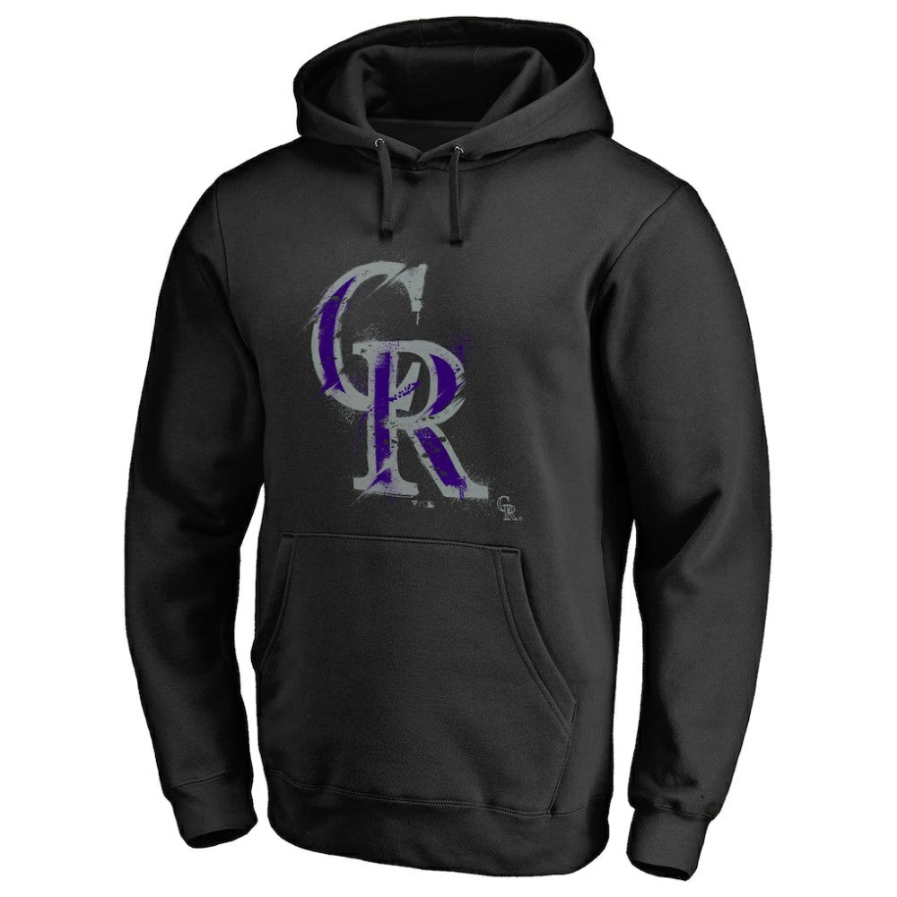 Colorado Rockies Splatter Logo Pullover Hoodie - Black - MLB Sale