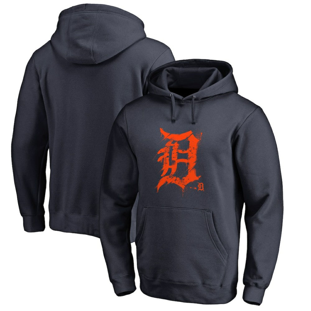 Detroit Tigers Splatter Logo Pullover Hoodie - Navy - MLB Discount