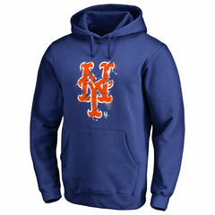 New York Mets Splatter Logo Pullover Hoodie - Royal - MLB on Sale