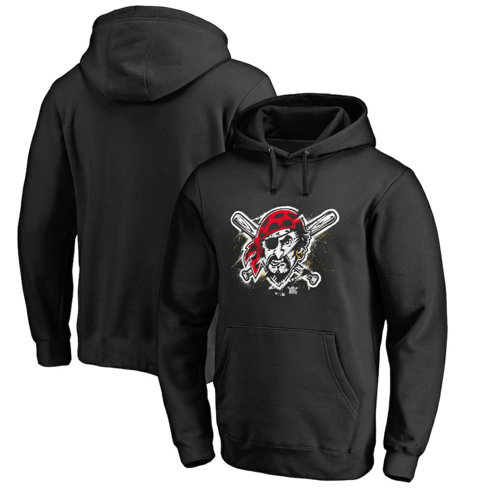 Pittsburgh Pirates Splatter Logo Pullover Hoodie - Black - MLB Sale