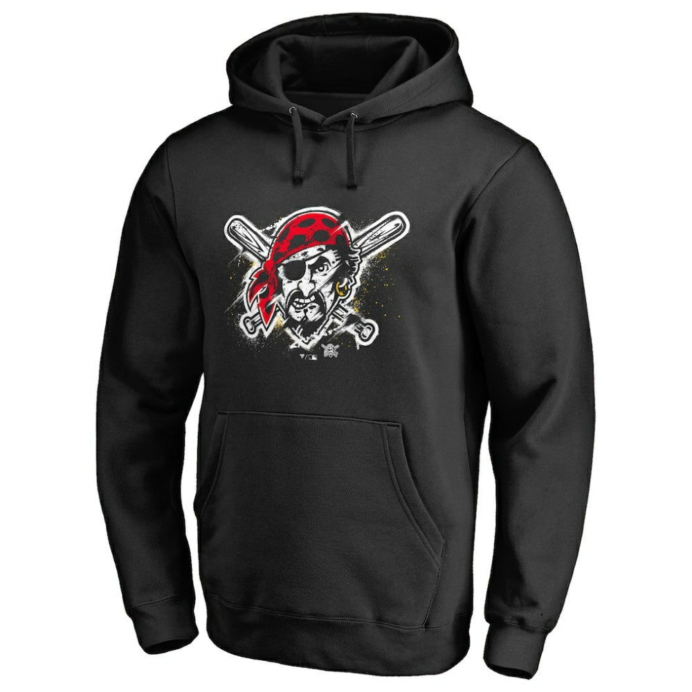 Pittsburgh Pirates Splatter Logo Pullover Hoodie - Black - MLB Sale