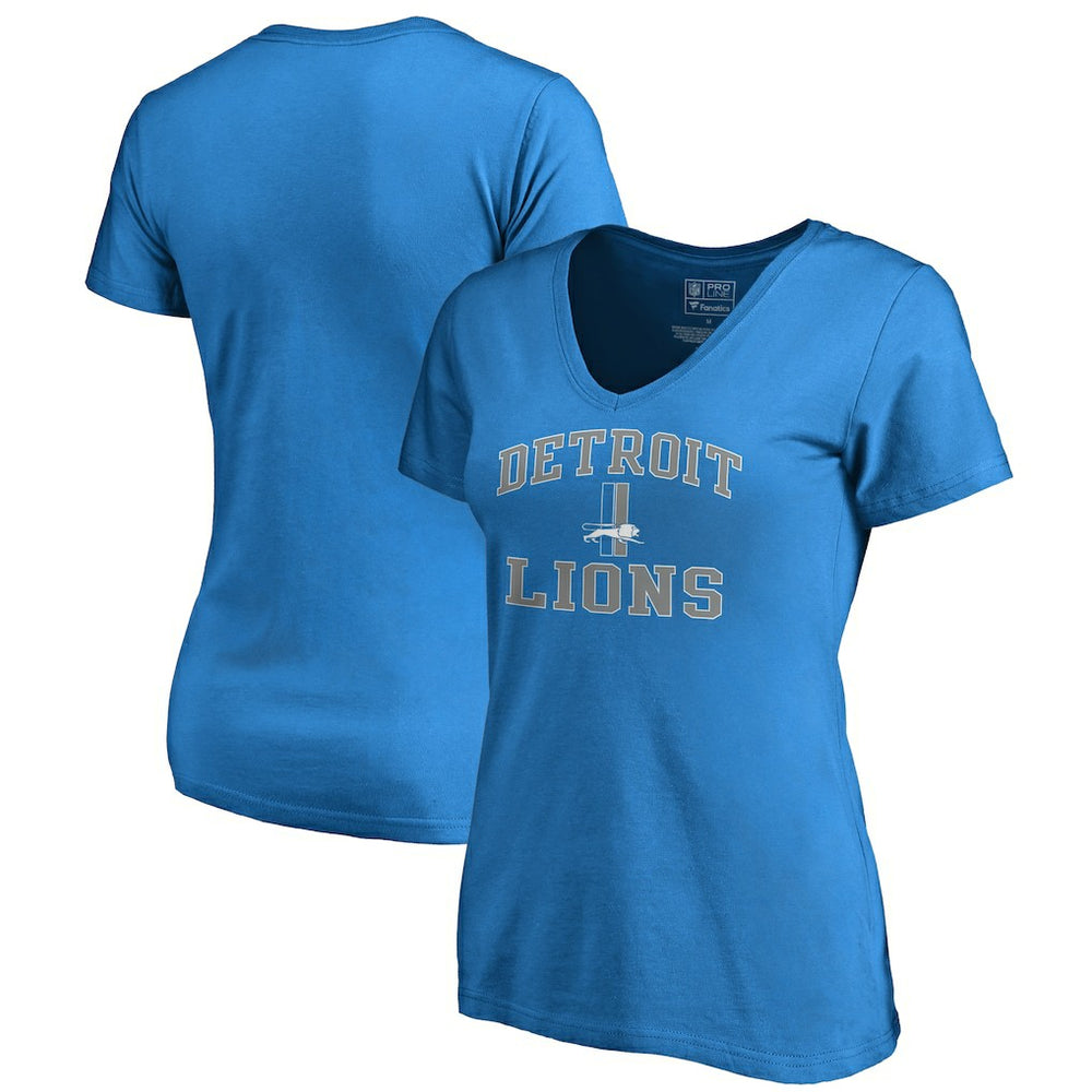 Detroit Lions Women's Vintage Collection Victory Arch V-Neck T-Shirt Blue