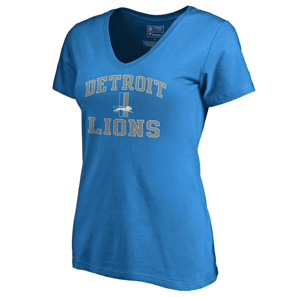 Detroit Lions Women's Vintage Collection Victory Arch V-Neck T-Shirt Blue