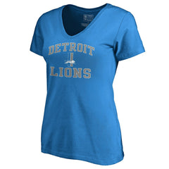 Detroit Lions Women's Vintage Collection Victory Arch V-Neck T-Shirt Blue