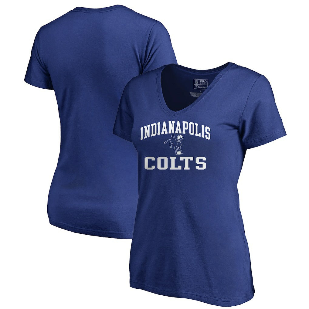 Indianapolis Colts Women's Vintage Collection Victory Arch V-Neck T-Shirt Royal