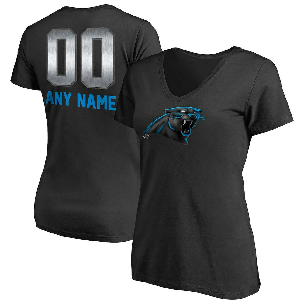 Carolina Panthers Women's Personalized Midnight Mascot T-Shirt Black
