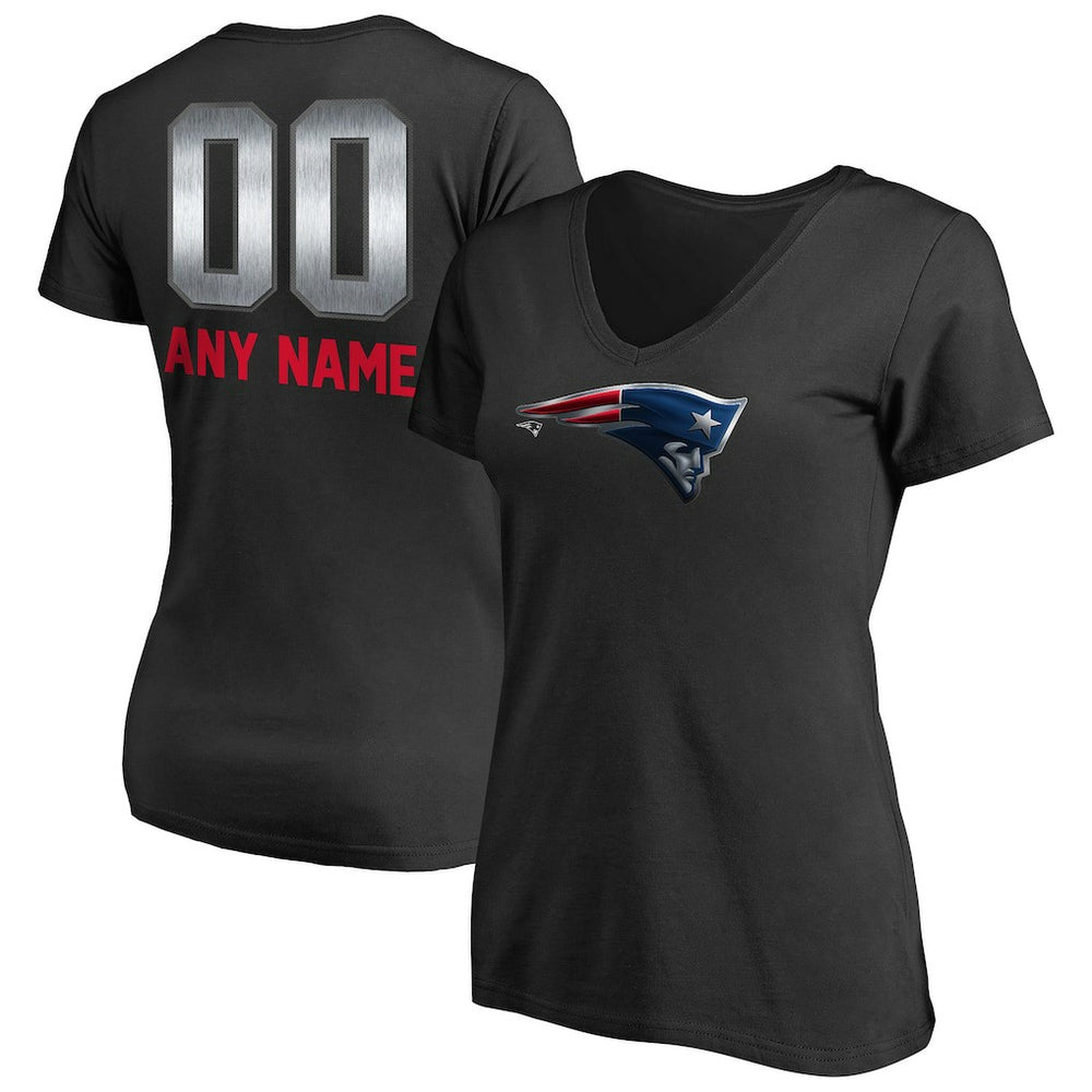 New England Patriots Women's Personalized Midnight Mascot T-Shirt Black