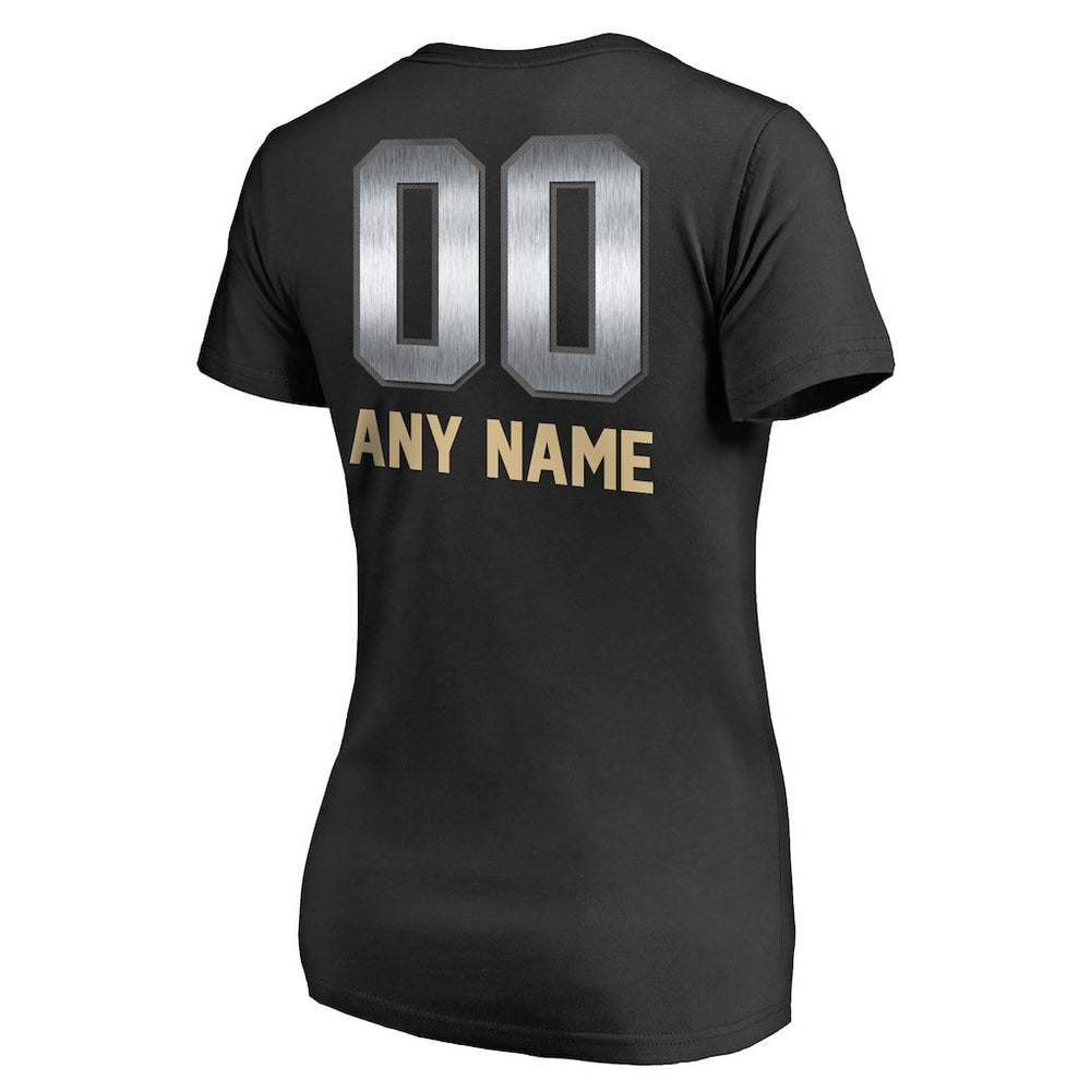 New Orleans Saints Women's Personalized Midnight Mascot T-Shirt Black
