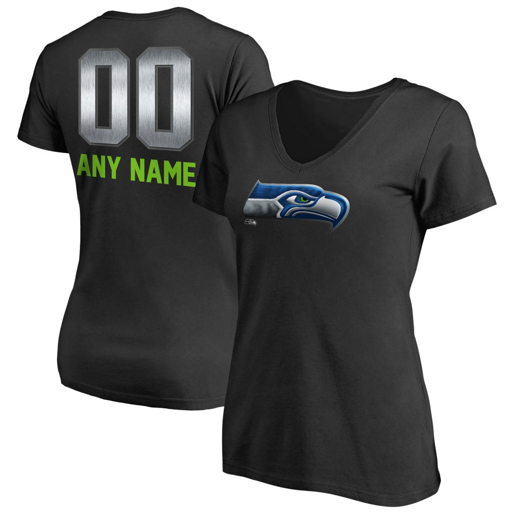Seattle Seahawks Women's Personalized Midnight Mascot T-Shirt Black