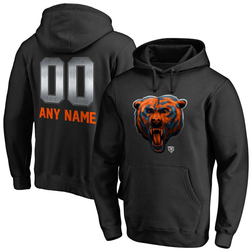Chicago Bears Personalized Midnight Mascot Pullover Hoodie Black