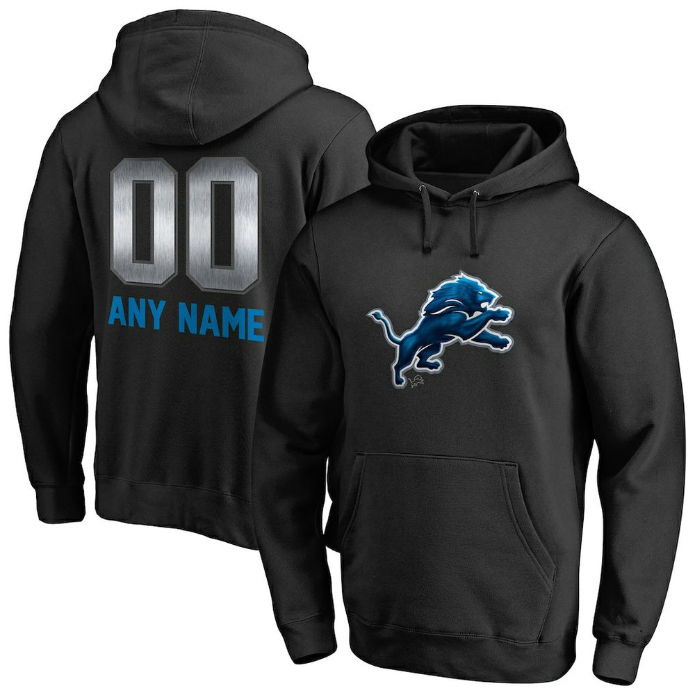 Detroit Lions Personalized Midnight Mascot Pullover Hoodie Black