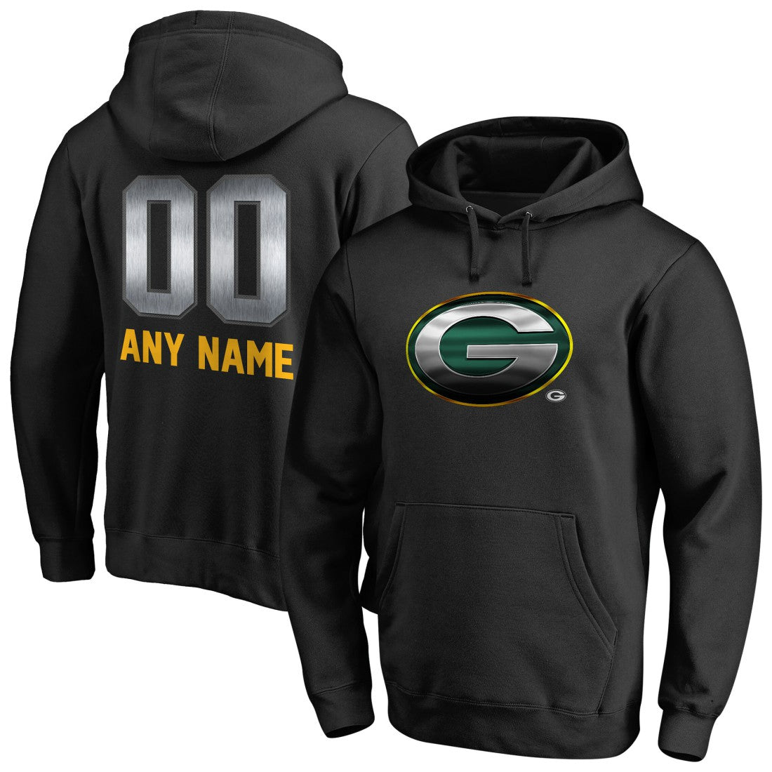 Green Bay Packers Personalized Midnight Mascot Pullover Hoodie Black