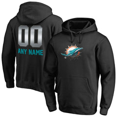 Miami Dolphins Personalized Midnight Mascot Pullover Hoodie Black