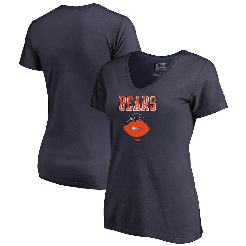 Chicago Bears Women's Vintage Team Lockup V-Neck T-Shirt Navy
