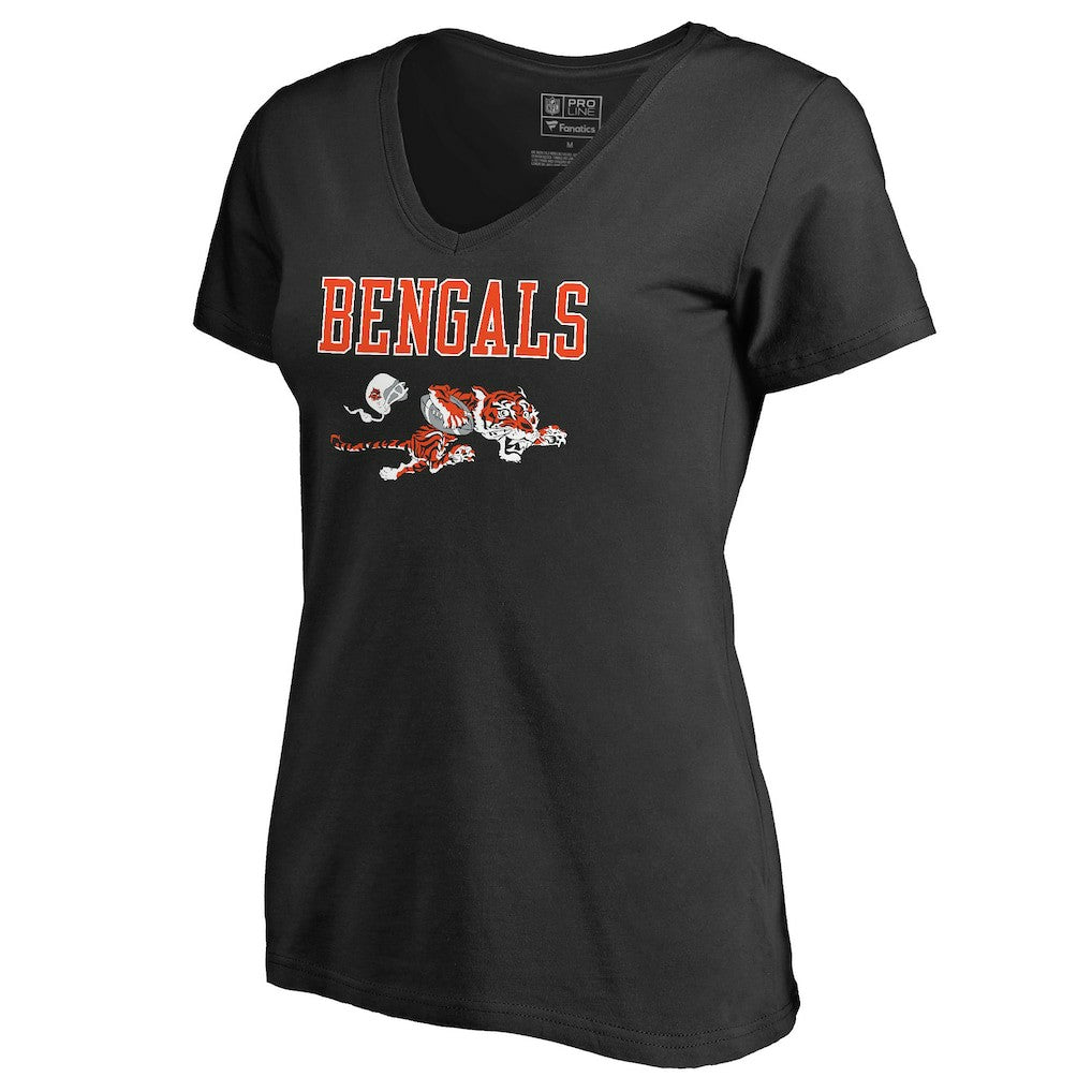 Cincinnati Bengals Women's Vintage Team Lockup V-Neck T-Shirt Black