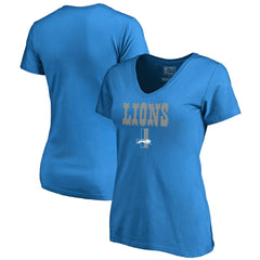 Detroit Lions Women's Vintage Team Lockup V-Neck T-Shirt Blue