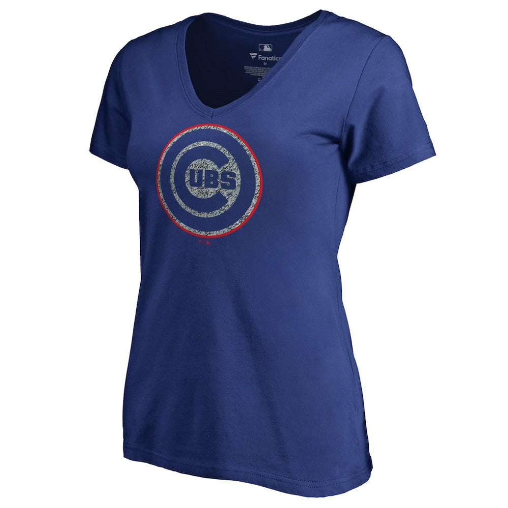 Chicago Cubs Women's Static Logo V-Neck T-Shirt - Royal - MLB Sale