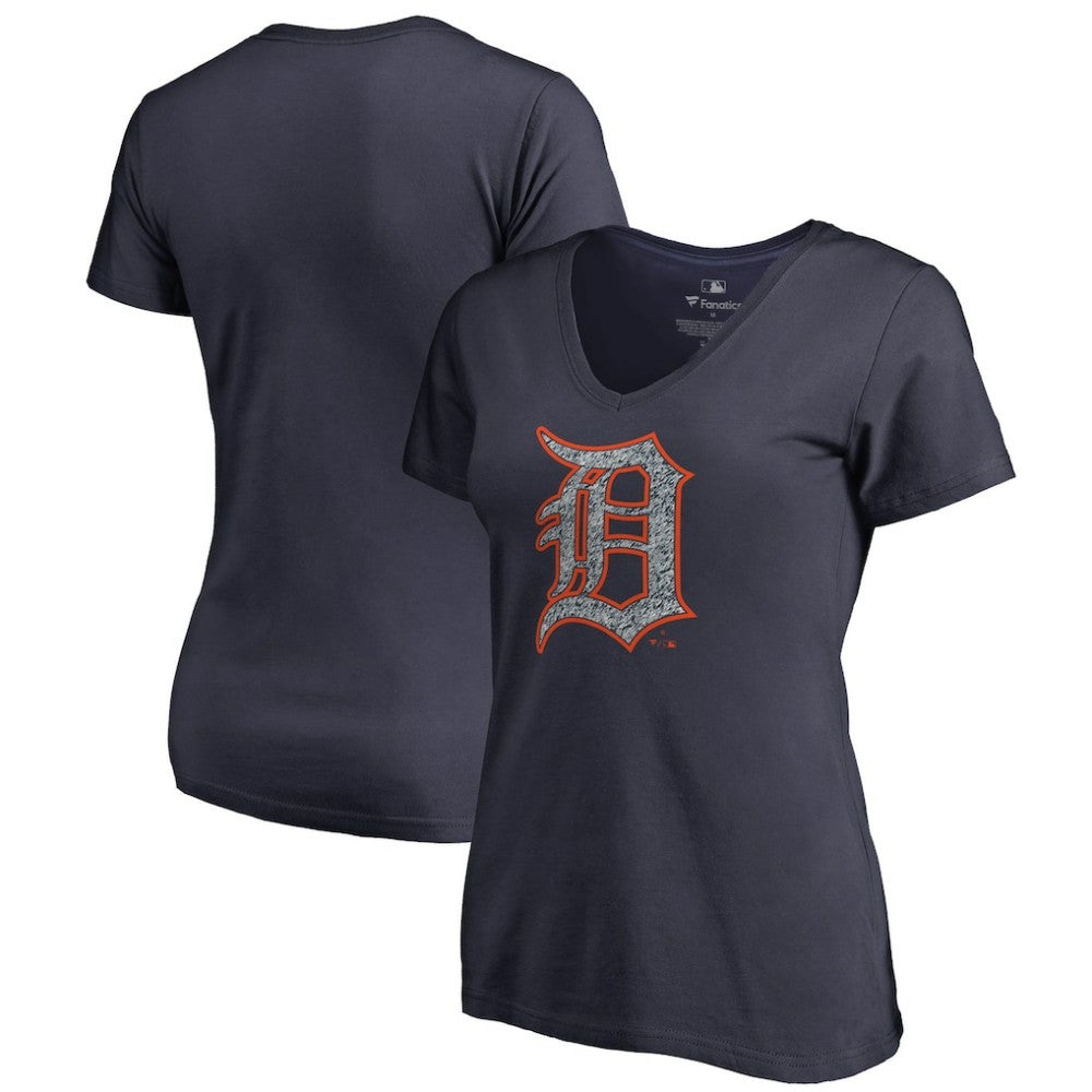 Detroit Tigers Women's Static Logo V-Neck T-Shirt - Navy - MLB Online