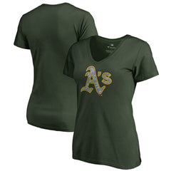 Athletics Women's Static Logo V-Neck T-Shirt - Green - MLB Sale