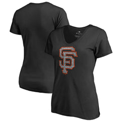 San Francisco Giants Women's Static Logo V-Neck T-Shirt - Black - MLB Discount