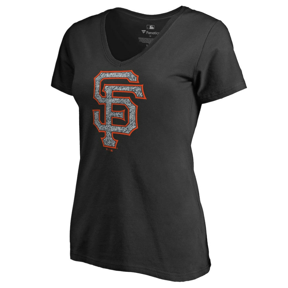 San Francisco Giants Women's Static Logo V-Neck T-Shirt - Black - MLB Discount