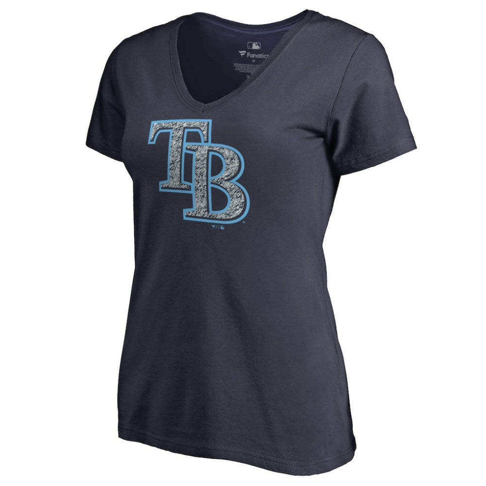 Tampa Bay Rays Women's Static Logo V-Neck T-Shirt - Navy - MLB Sale