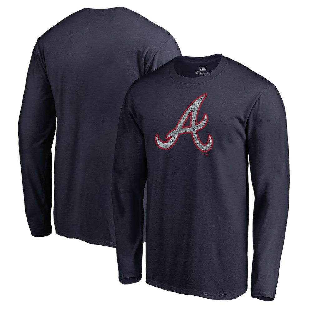 Atlanta Braves Static Logo Long Sleeve T-Shirt - Navy - MLB Lifestyle