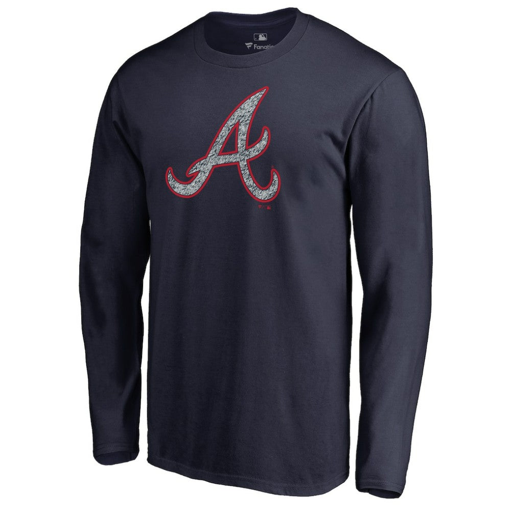 Atlanta Braves Static Logo Long Sleeve T-Shirt - Navy - MLB Lifestyle