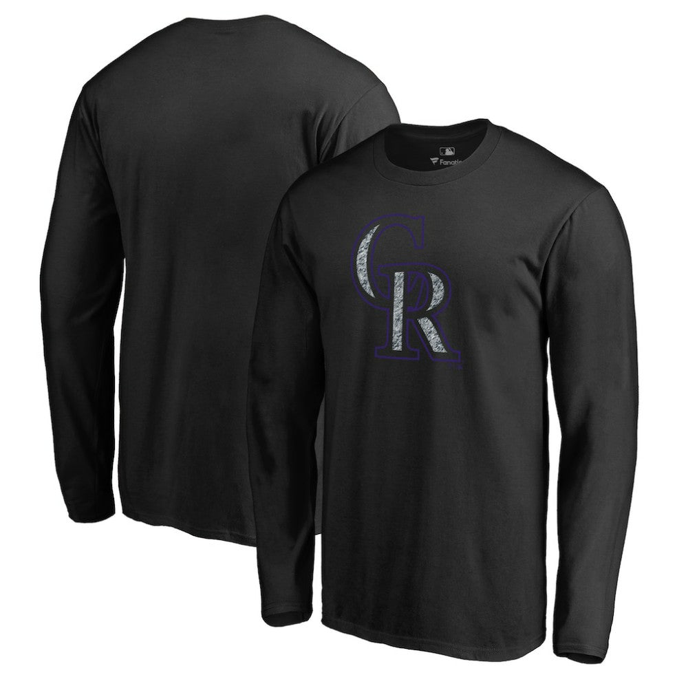 Colorado Rockies Static Logo Long Sleeve T-Shirt - Black - MLB on Sale