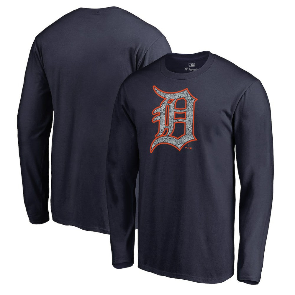 Detroit Tigers Static Logo Long Sleeve T-Shirt - Navy - MLB on Sale