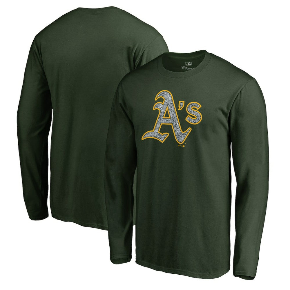 Athletics Static Logo Long Sleeve T-Shirt - Green - MLB Discount