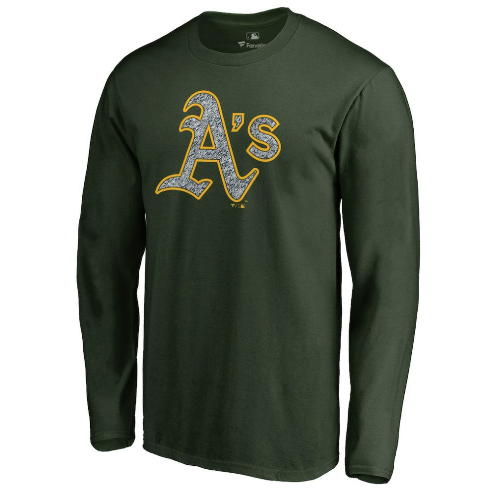 Athletics Static Logo Long Sleeve T-Shirt - Green - MLB Discount