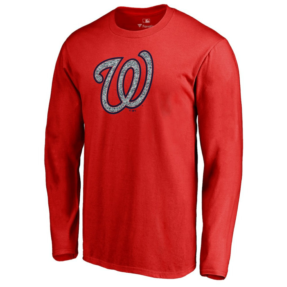Washington Nationals Static Logo Long Sleeve T-Shirt - Red - MLB on Sale