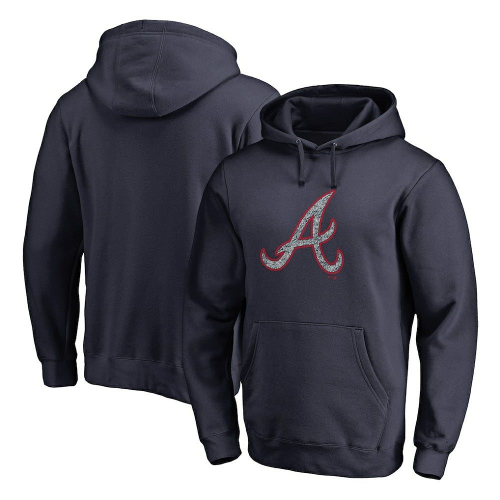 Atlanta Braves Static Logo Pullover Hoodie - Navy - MLB Discount