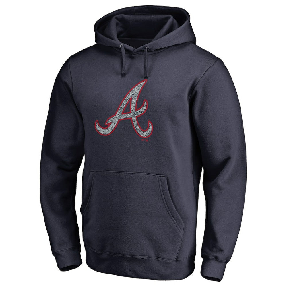 Atlanta Braves Static Logo Pullover Hoodie - Navy - MLB Discount