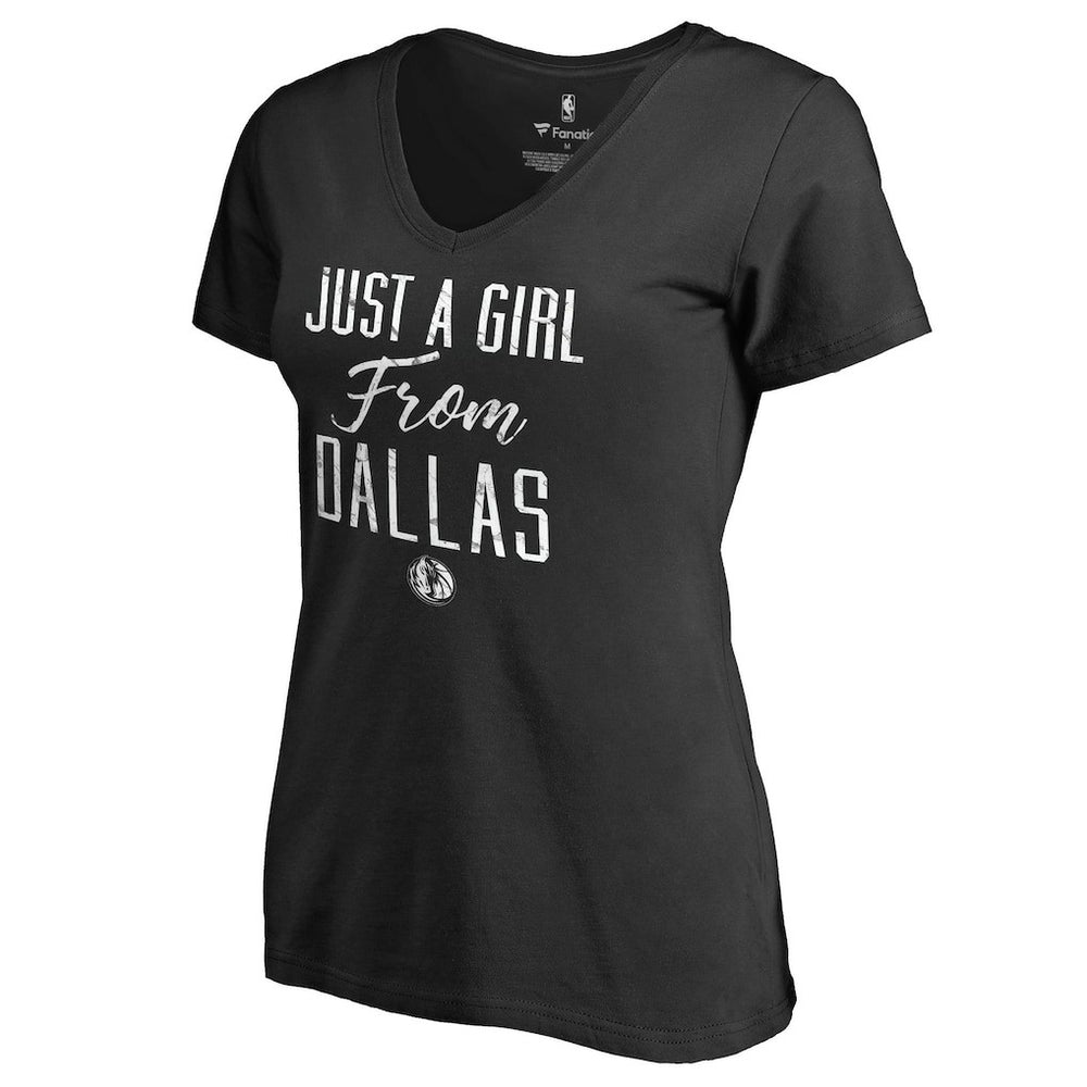 Dallas Mavericks Women's Just a Girl V-Neck T-Shirt Black